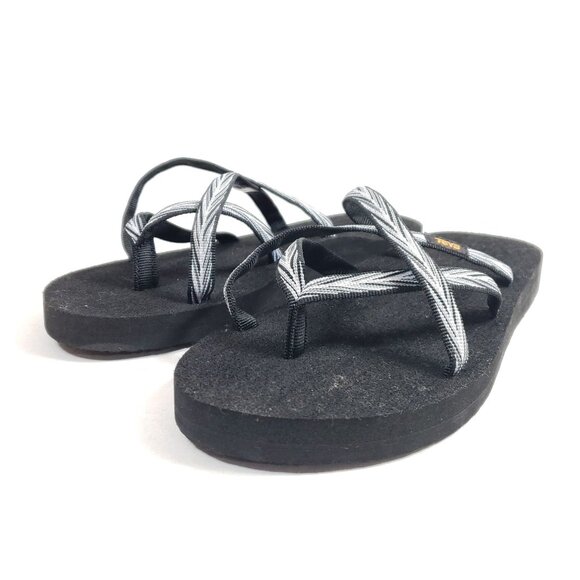 Teva Flip Flops Black & Grey Strappy Sandals Women's Size 8 - Picture 1 of 9